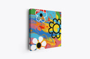 Rainbow Flowers Painting | Colorful Flower Art | Flower Power Art | Wall Art for Women