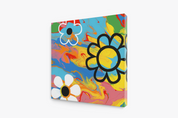 Colorful Flower Art | Rainbow Flowers Painting | Wall Art for Women | Flower Power Art
