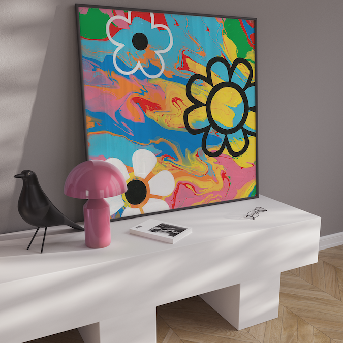 Colorful Flower Art | Swirl Art | Rainbow Flowers Painting | Flower Power Art 