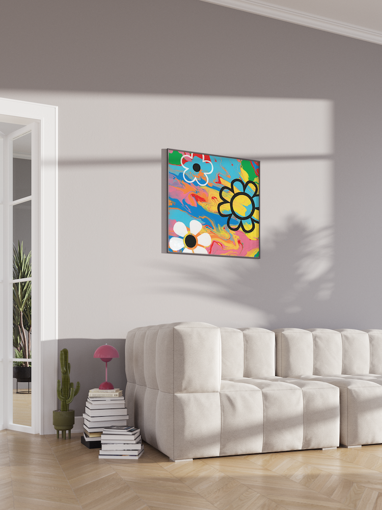 Colorful Flower Art | Swirl Art | Rainbow Flowers Painting | Flower Power Art 