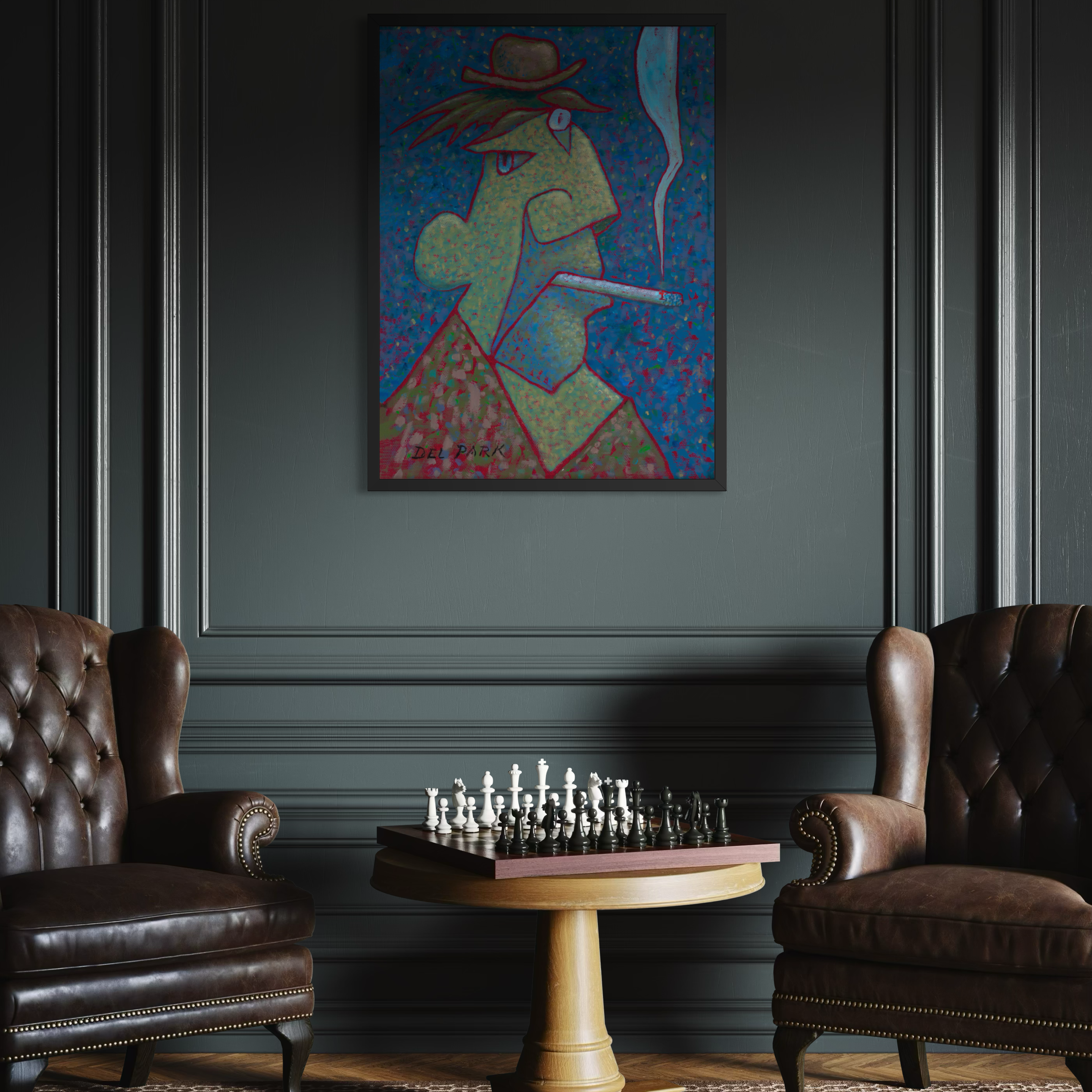 Smoker's Mirage abstract portrait art print by Del Park, additional product photo