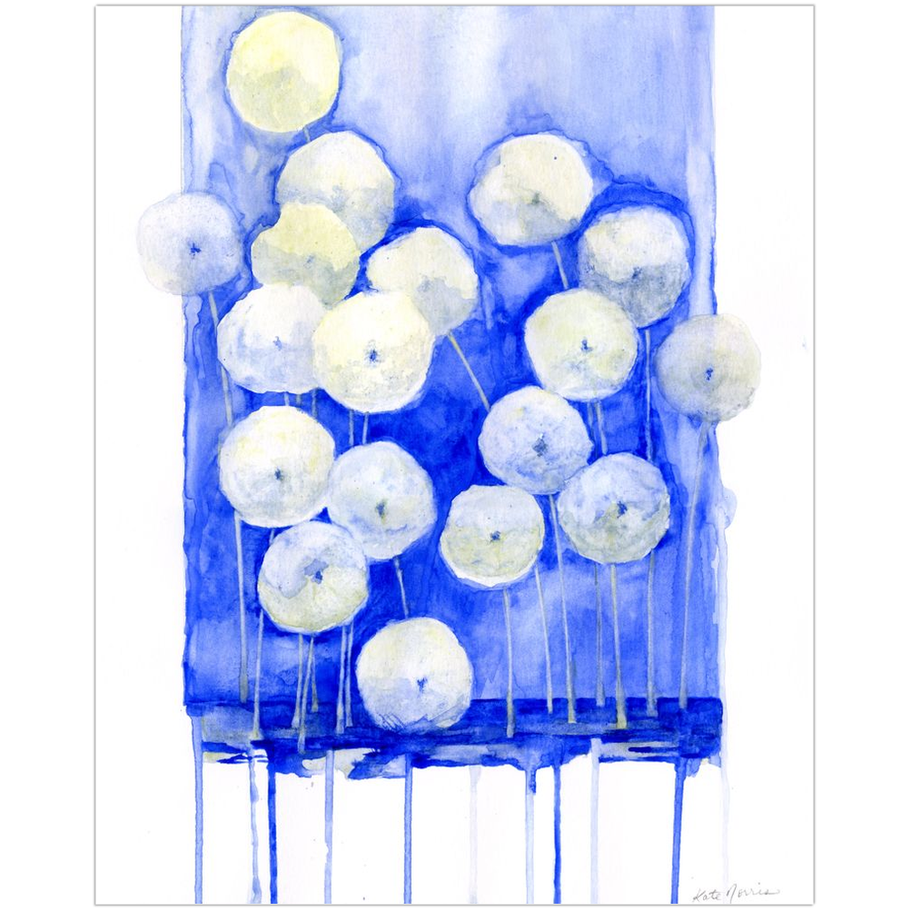 Blue Dandelions Paper Print