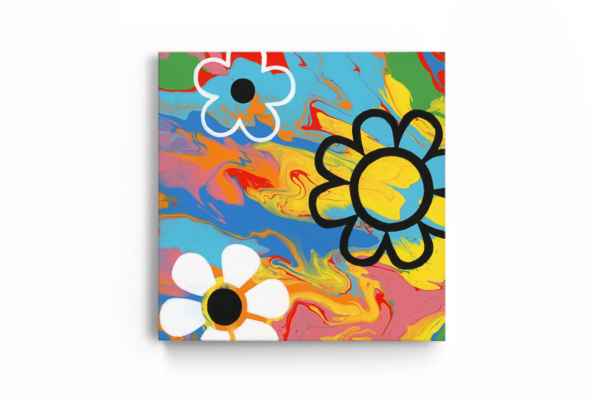 Colorful Flower Art | Flower Power Art | Rainbow Flowers Painting | Wall Art for Women