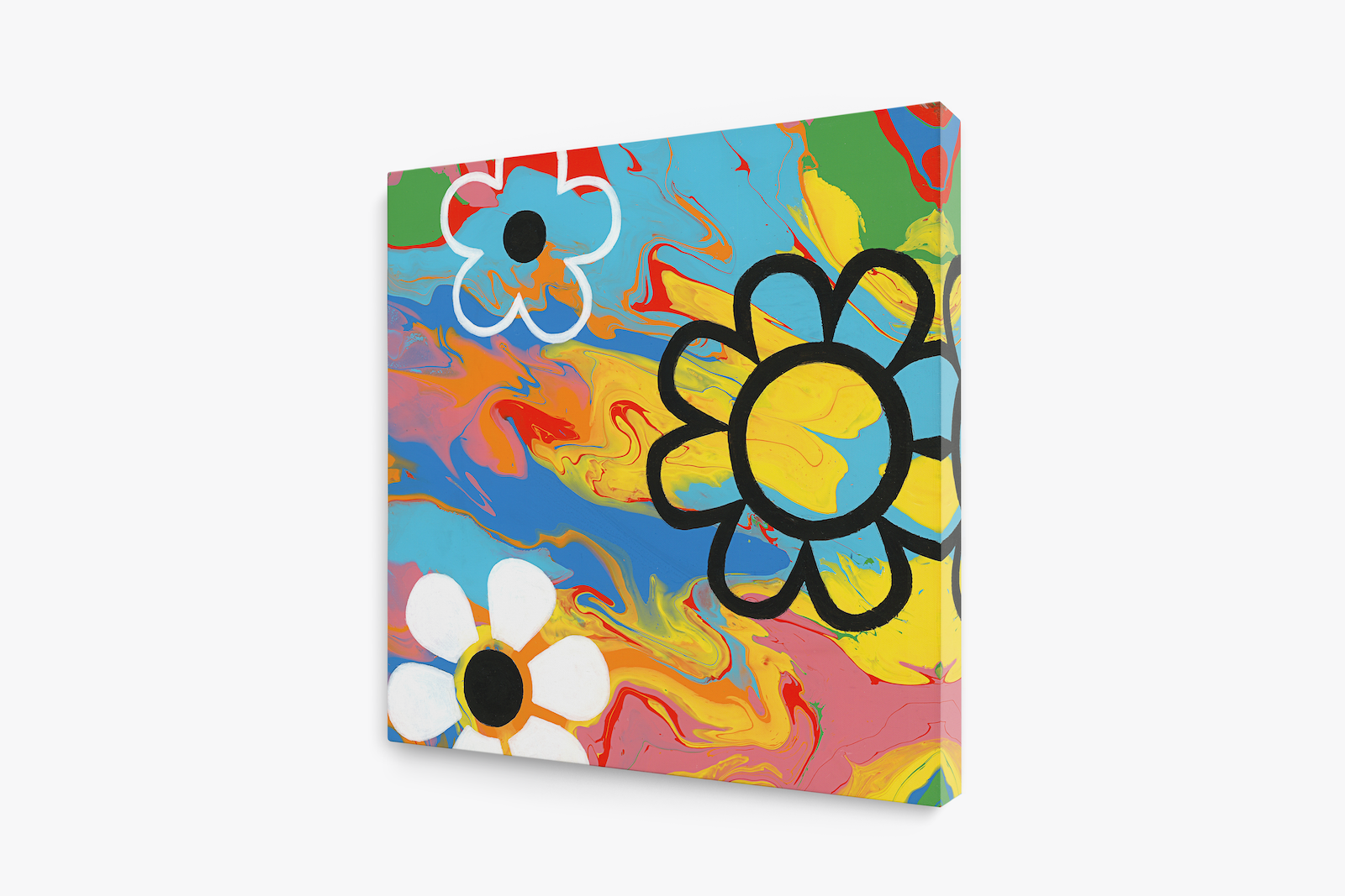 Colorful Flower Art | Rainbow Flowers Painting | Wall Art for Women | Flower Power Art