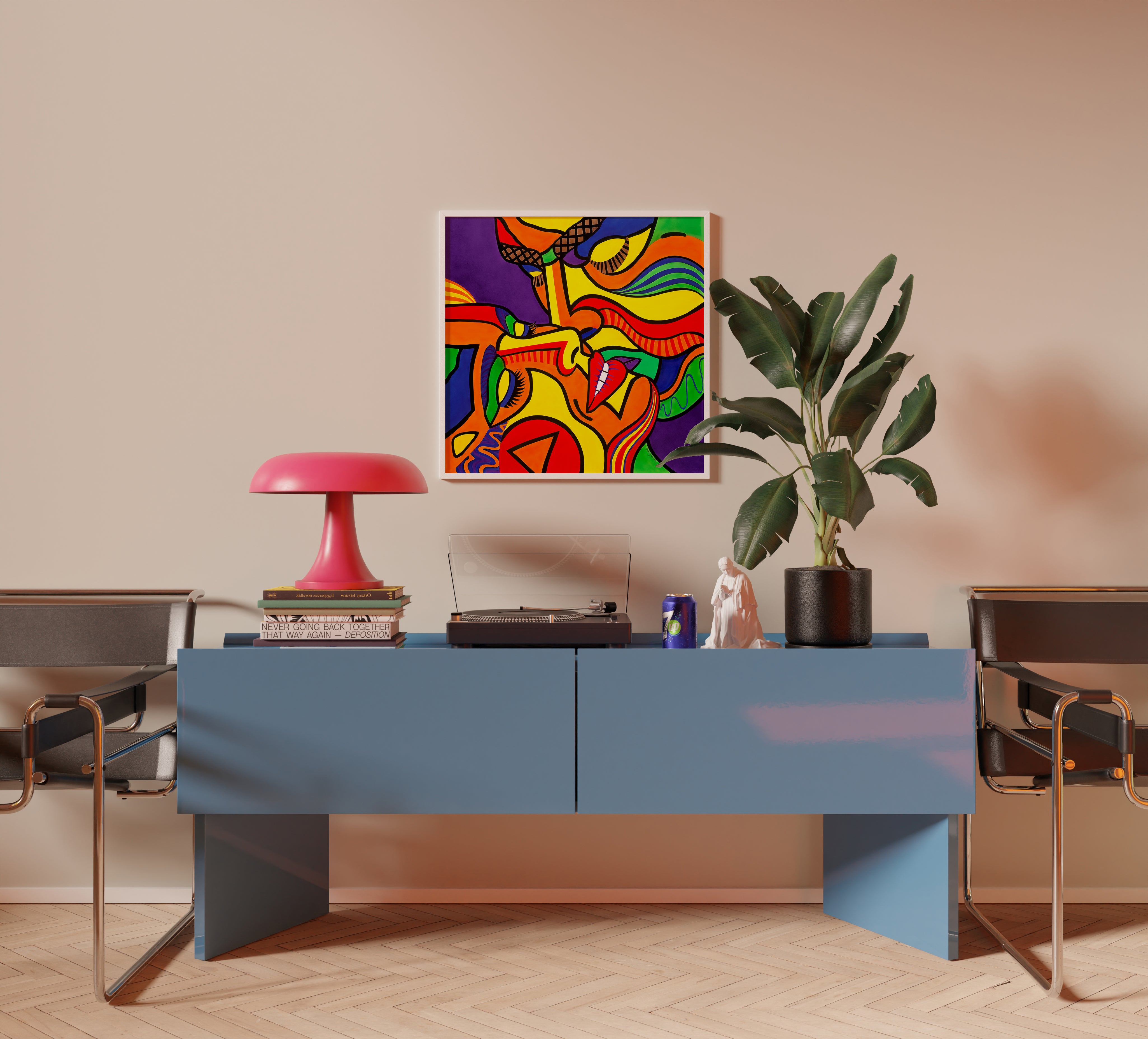 Love Struck romantic love artwork print by Holly Ellsworth-Rose, displayed in a styled room setting