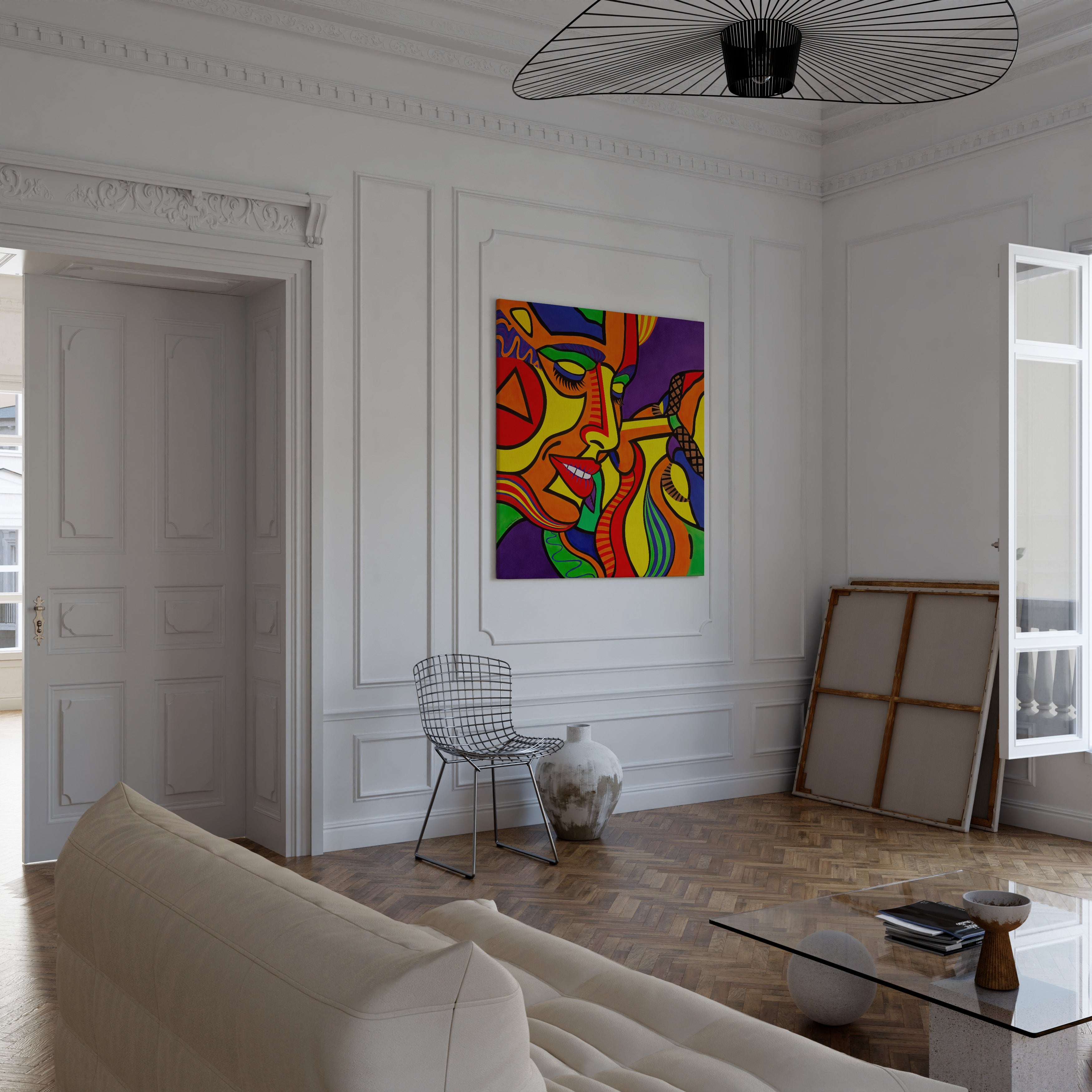 Love Struck romantic love artwork print by Holly Ellsworth-Rose, displayed in a styled room setting