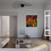 Love Struck romantic love artwork print by Holly Ellsworth-Rose, displayed in a styled room setting