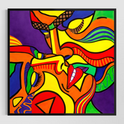 Love Struck romantic love artwork print by Holly Ellsworth-Rose, in a black frame