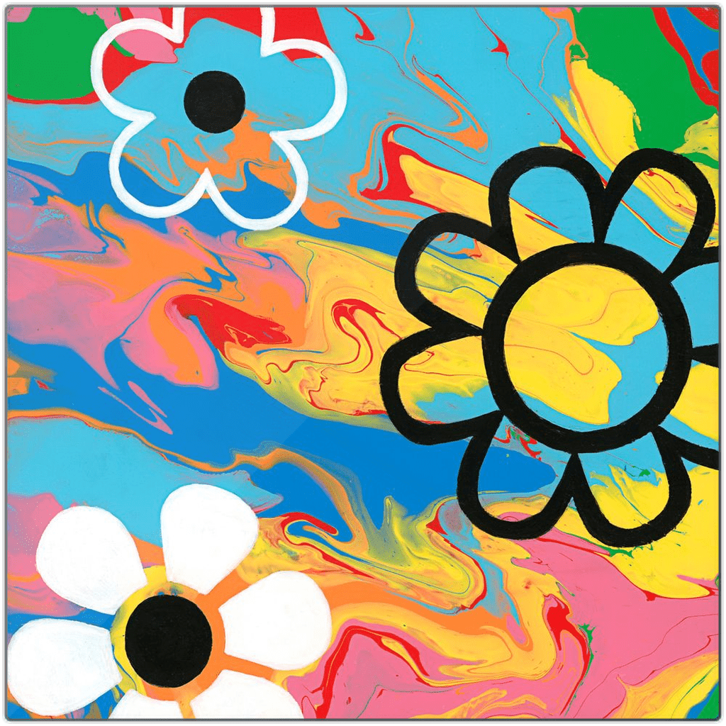 Rainbow Flowers Painting | Colorful Flower Art | Flower Power Art | Swirl Art