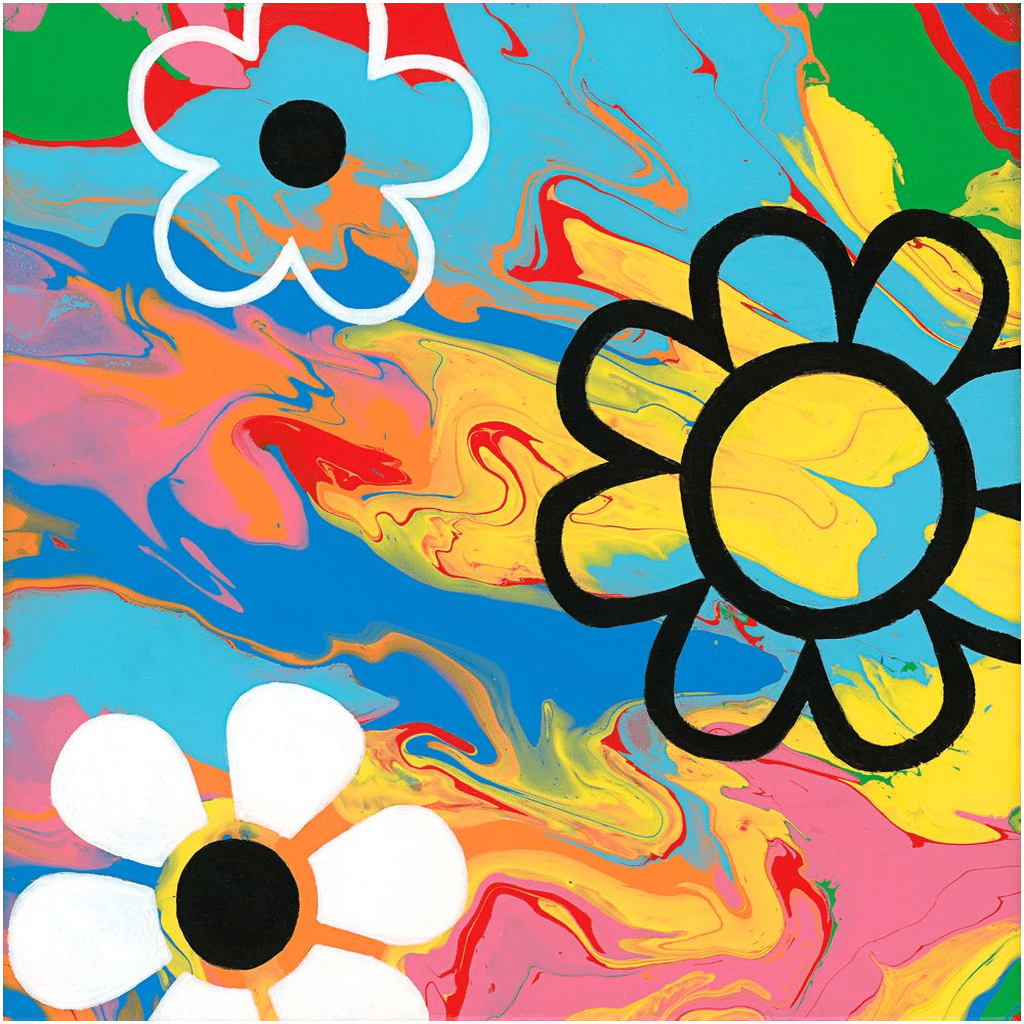 Colorful Flower Art | Rainbow Flowers Painting | Flower Power Art | Swirl Art